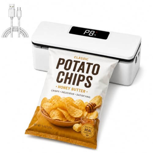 Mini Bag Sealer with Cutter and Magnet,Upgraded 8 Adjustable Levels Rechargeable Heat Sealer,Portable Sealing Machine for Chips Snacks Plastic Bags,Mylar Bags,Kitchen Gadgets for Food Resealer 1 Pack