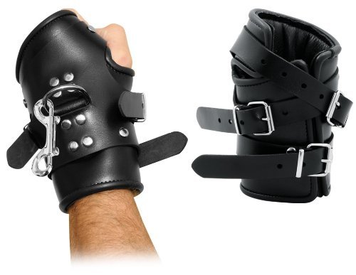 BDSM Bondage Leder Stand Hängefesseln Fausthandschuhe Handfesseln