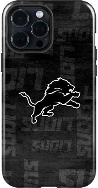 Skinit Impact Phone Case Compatible with iPhone 15 Pro Max - Officially Licensed NFL Detroit Lions Black & White Design