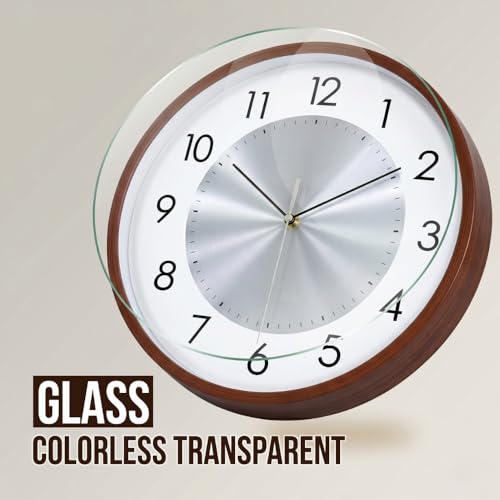 Image of ginoya brothers 12-Inch Round Wall Clock, Silent Non-Ticking Quartz Sweep Movement, Easy-to-Read Easy-to-Read Analog Display Living, Office & Home Decor (Silver)