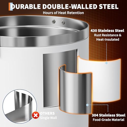 Image of GarveeTech Commercial Coffee Urn - Double Wall Stainless Steel Hot Beverage & Water Dispenser, Fast Brewing with Drip-Free Spigot for Catering, Weddings, Offices, Parties, Buffet - 12L