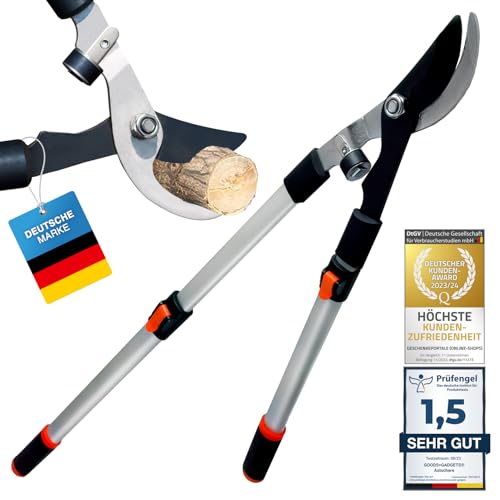 Teleskop Astschere Gartenschere mit geschmiedeter Klinge aus rostfreiem Edelstahl und Aluminum Teleskop Griffen