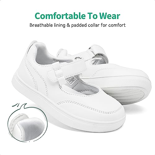 Dream Pairs Kids Girls Mary Jane Sneakers Strap Toddler Little Girls School Shoes Soft Walking Party Flat Shoes White Size 10 Toddler Sdfs2323K thumb #3