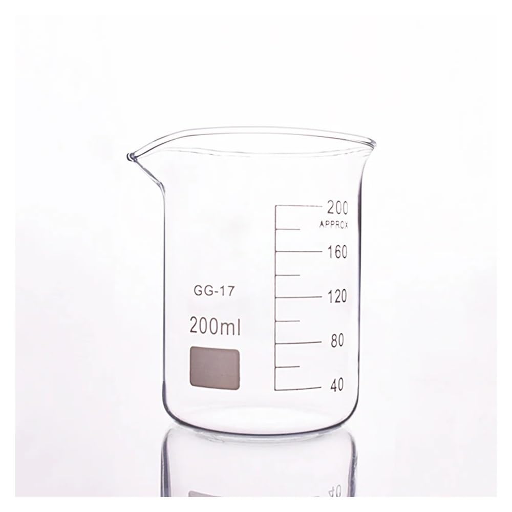 Vetreria da laboratorio Becher da laboratorio in vetro borosilicato, 4 pezzi, forma bassa, capacità 200 ml, diametro esterno 65 mm, altezza 90 mm