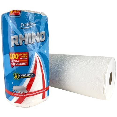 IDEAL 365 Rhino RHK31WH 3-Ply Household XL Embossed Kitchen Towel - 100 Extra Large Ultra Absorbent Sheets Per Roll - Pack of 6 Rolls - Image 2