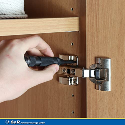 S&R Automatischer Ankörner 50-100 N, 130 mm, Federkörner mit 1 Ersatzspitze, Cr-V, Automatikkörner gerändelt, robuste langlebige Vollmetall-Ausführung, für Metall, Holz, Stein, Kunststoff uvm