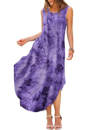 Image of JollieLovin Women Plus Size Summer Tank Maxi Dresses Sleeveless Causal V Neck Beach Long Dresses Swim Cover up (L-5X)