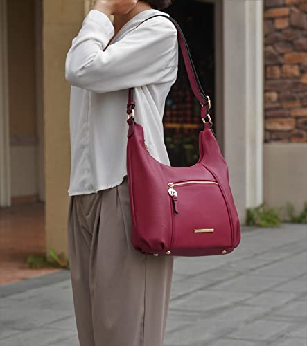 Image of MKF Collection Crossbody Bag for Women - PU Leather Hobo Handbag - Designer Side Messenger Purse, Shoulder Crossover