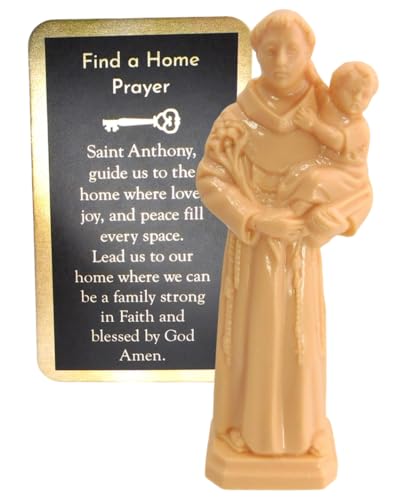 Estatua San Antonio para encontrar hogar con tarjeta de oración miniatura 2