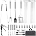 31 Piezas Utensilios para Barbacoa Accesorios Barbacoa Kit Barbacoa Set Barbacoa Acero Inoxidable con Bolsa Oxford Barbacoa de Exterior Kit Herramienta Barbacoa para Hombres Mujeres Camping Barbacoa