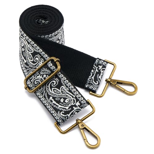 Image of ZOOEASS Bronze Buckles Purse Strap, 2 inch Wide Crossbody Handbag Strap Adjustable Replacement Shoulder Strap Vintage Embroidery