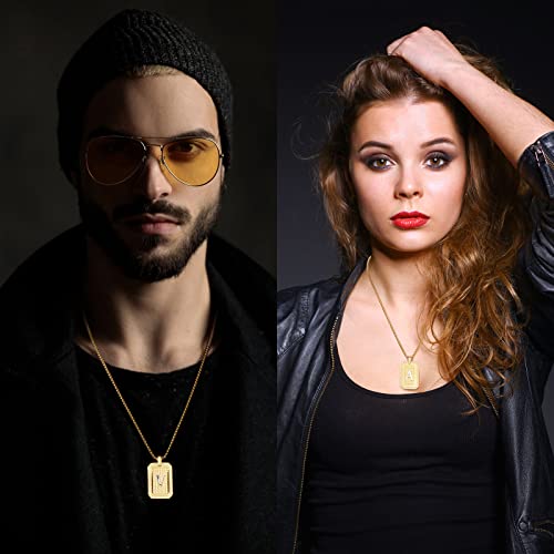 Men's Initial Pendant Necklace 18K A-Z Zirconia Unisex Christmas Gift with Box4