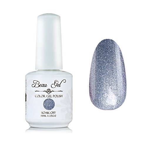 Silver gel nail polish, Beau Gel 15ml LED UV Soft glitter Nail Art Manicure (231)