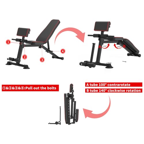 Image of Z ZHICHI Adjustable Weight Bench multi-function Workout Bench for Home Gym,Foldable Incline Decline Benches for Full Body Workout 660LBS
