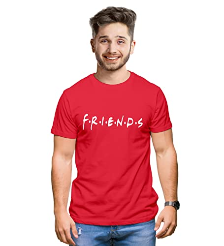 Image of Hangout Hub Friends Printed Round Neck Half Sleeves Tshirts-Set of 2-Men Cotton Regular Fit T Shirts-Family Matching Twinning Tshirts