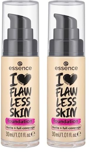 Essence Cosmetics I LOVE FLAWLESS SKIN foundation fond de teint, longue durée, matifiant, résultat instantané, mat (30ml) (Lot de 2)