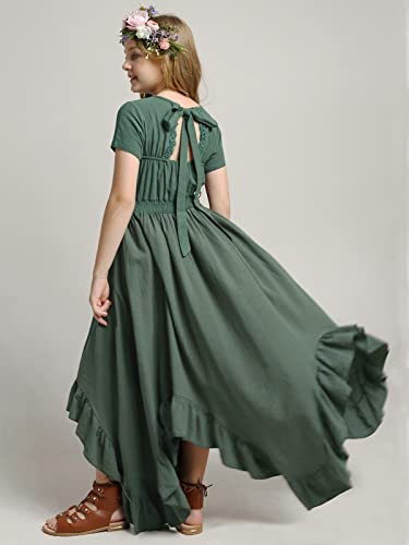 Girls Lace Backless Boho Maxi Swing Dress Flower Girl Dresses for Wedding Party Size 3-143