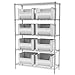 Akro-Mils AWS184813017W Wire Bin Shelving System with 5 Shelves and White Stak-N-Store Bins, 48-Inch x 18-Inch x 74-Inch, Chrome