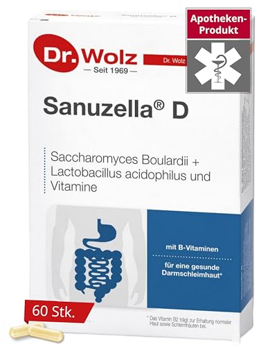 Dr. Wolz Sanuzella D - 60 hochdosierte Kapseln - Hochwertige Spezialhefe & wertvolle B-Vitamine - Für Darmschleimhaut & Immunsystem - Natürlich & Vegan