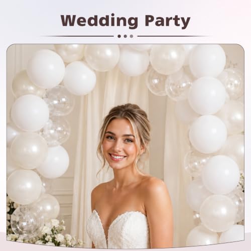 Image of White Balloons, 12 Inch Wedding Latex Party Balloons | 30 Pack Matte White Helium Balloon for Engagement, Bridal Shower, Baby Shower, Birthday, Christmas
