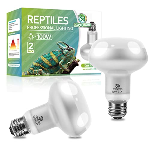 Image of Reptile Heat Lamp 2Pack 100W, Intense Basking Spot Light Bulb with UVA, Simulate Natural Daylight Heat Bulb for Reptile, Turtle, Bearded Dragon, Lizard, Tortoise, Gecko, Snake