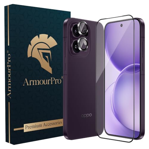 Image of ArmourPro Edge to Edge Tempered Glass for Oppo Reno 16 with Black Camera Ring Guard, 9H Screen Protector, Anti-Scratch, Anti-Fingerprint, Bubble-Free Installation Kit