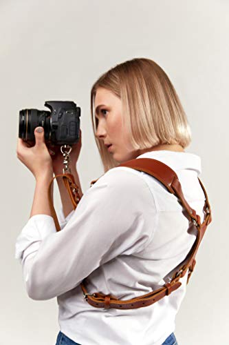 Slim Coiro Camera Accessories Dual Harness Two Cameras - Shoulder Leather Strap #TOP6