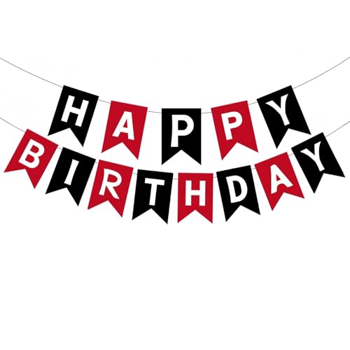 Image of Happy Birthday Banner Birthday Party Supplies (Black Red)