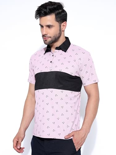 Image of Honky Tonky Men's Regular Fit Polo Neck Half Sleeve Printed Casual T-Shirt | Polo T-Shirt for Men