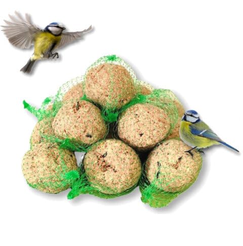 Bird Food, Fat Food for Wild Birds, Fat Balls 30 x 90 g avec filet dans un seau