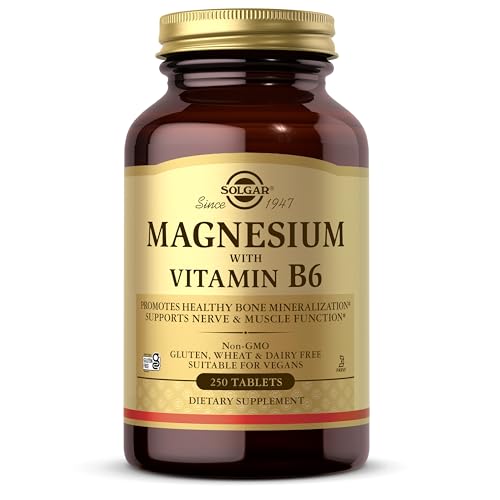 Solgar Magnesium with Vitamin B6 250 Tablets - Promote Healthy Bone Mineralization Support Nerve & Muscle Function Energy Metabolism - Non-GMO Vegan Gluten Free Dairy Free Kosher - 83 Servings