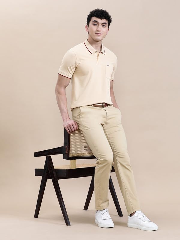 Image of CROCODILE Men Solid Polo T-Shirt | 100% Cotton | Short Sleeve | Slim Fit | Button Placket White