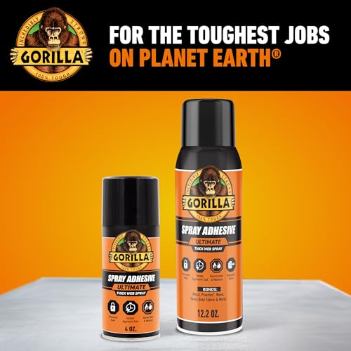 Gorilla Ultimate Spray Adhesive, Instant Aggressive Tack, White, 12.2 oz - image 7