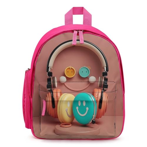 Happy Smiling Face Backpack for Men Women, Durable Small Bookbag Lightweight Daypack for Travel, Hiking, Pink-style