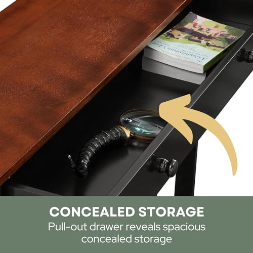Image of Convenience Concepts Oxford 1 Drawer Console Table with Shelves, Cherry /Black