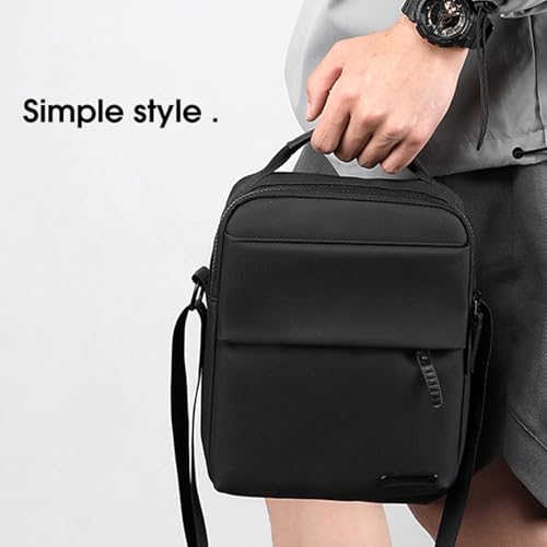 VUCATIN Messenger Bag, Crossbody Sling Bag for Men, Nylon Shoulder Bag with Adjustable Strap for Office Commuting (06-black)
