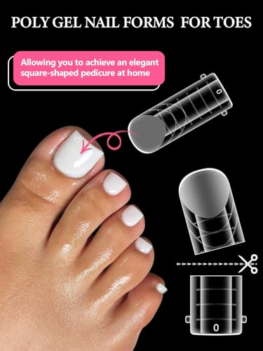 EBANKU Poly Gel Toenail Kit, Toe Dual Nail Forms Reusable Poly Gel Nail Kit for Toe Nail Extension Gel Press on Toe Nail Tips Poly Gel Toenail Forms for Women Pedicure Tools, 120PCS, 120 Sizes