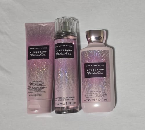 A Thousand Wishes Body Care Set. Shower Gel 10 Fl Oz, Fine Fragrance Mist 8 Fl Oz and Body Cream 8 Fl Oz