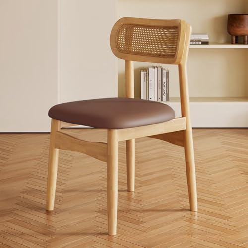 APSEQR Solid Wood Dining Chairs with Upholstered Seat, Curved Rattan
