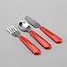 dynamic24 3tlg. Set di posate per bambini con cucchiaio, forchetta, coltello, posate da apprendimento, rosso