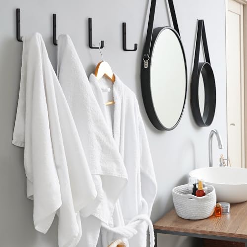 KIBAGA Stylish Bathroom Towel Hooks for Wall Mount Set of 4 - Beautiful, Sturdy & Easy to Install Metal Wall Hangers - Space Saving Matte Black Towel Holder - Your Perfect Bathroom Decor Addition - Image 3