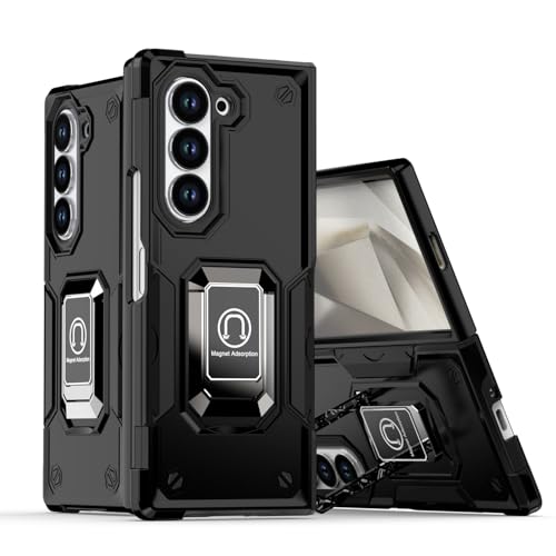 Coque Samsung Z Fold 5 rigide premium noire avec anneau épuré