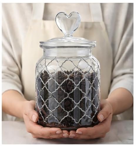 Image of bellemax 800ML Clear Glass Storage Jar With Air Tight Glass Lids- Airtight Food Jars Glass Kitchen Containers For Pantry, Pickle Jar, Sugar Pasta Cereal Flour Sugar Storage Jar (BM-07, Set of 2)