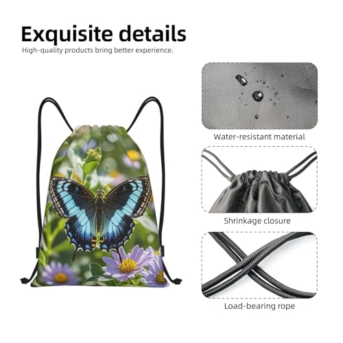 Drawstring Backpack Butterfly Flower Drawstring Bag Sports String Bag Gym Sackpack for Women Men4