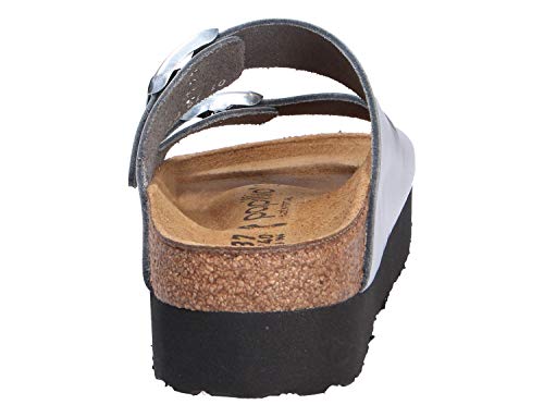 Papillio Womens Arizona Platform Leather Silver Sandals 6 US3