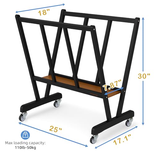 Image of Falling in Art Large Wooden Print Rack, Art Drying and Display Rack with Rolling Casters, Storage Rack for Canvas, Prints, Panels, Posters, Shows and Art Exhibitions, Black