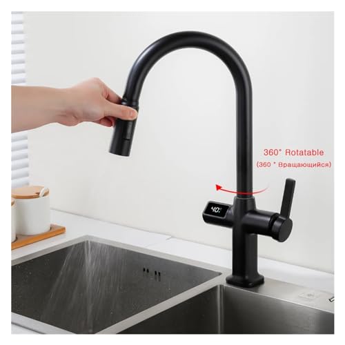 Robinet de cuisine pivotant pour évier îlot central moderne gris anthracite - 6