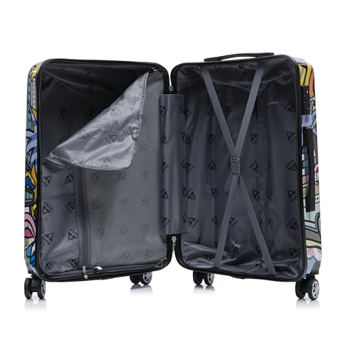 Image of InUSA Cities Print Luggage with Spinner Wheels | Durable Lightweight Hardside Suitcase | Travel Bag with Handle and Trolley | (20in, 24in, 28in) 3 Piece Set