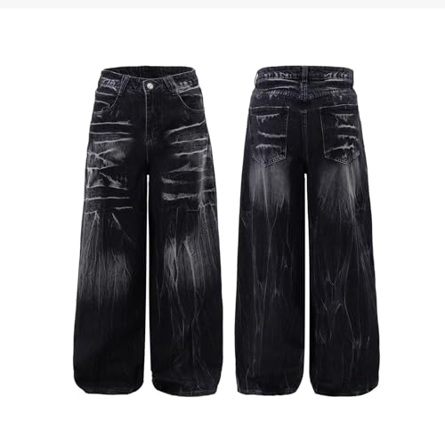 jupkem Men's Loose Work Pants Y2k Jeans Gothic Wide Leg Fashionable Jeans Hip hop Garbage Pants Harajuku Streetwear2