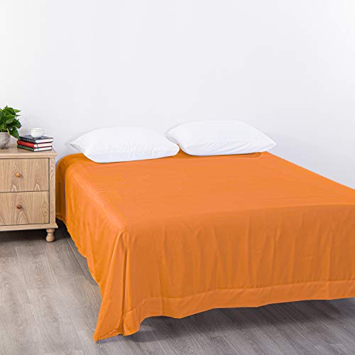 BEDSUM King Microfiber Flat Bed Sheet Only, Luxury 1800 Thread Count Wrinkle and Fade Resistant Bedding Top Sheet, Orange